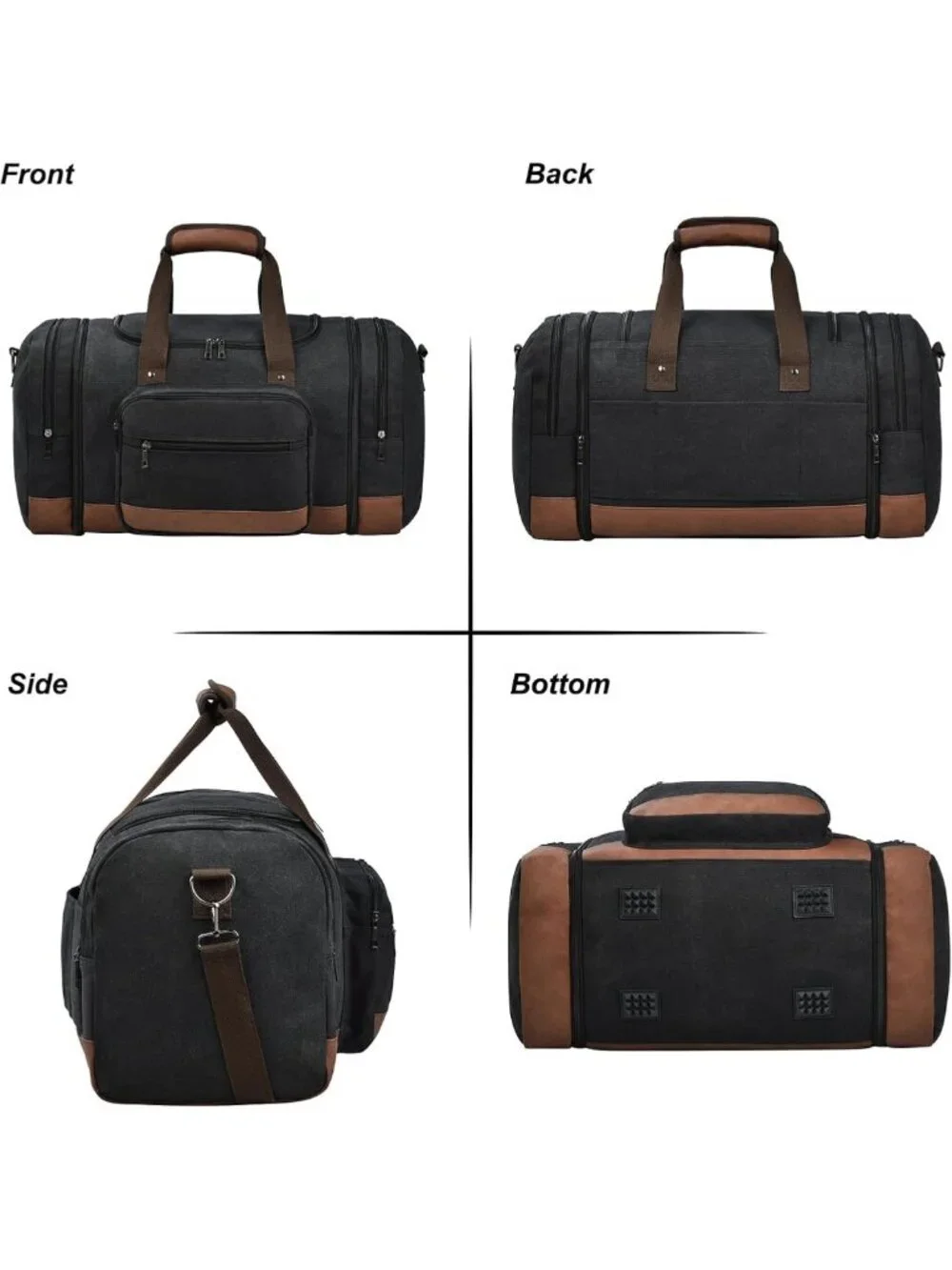 Spacious 50L Canvas Duffle Bag | Expandable Travel Gym Bag with Pockets & Strap